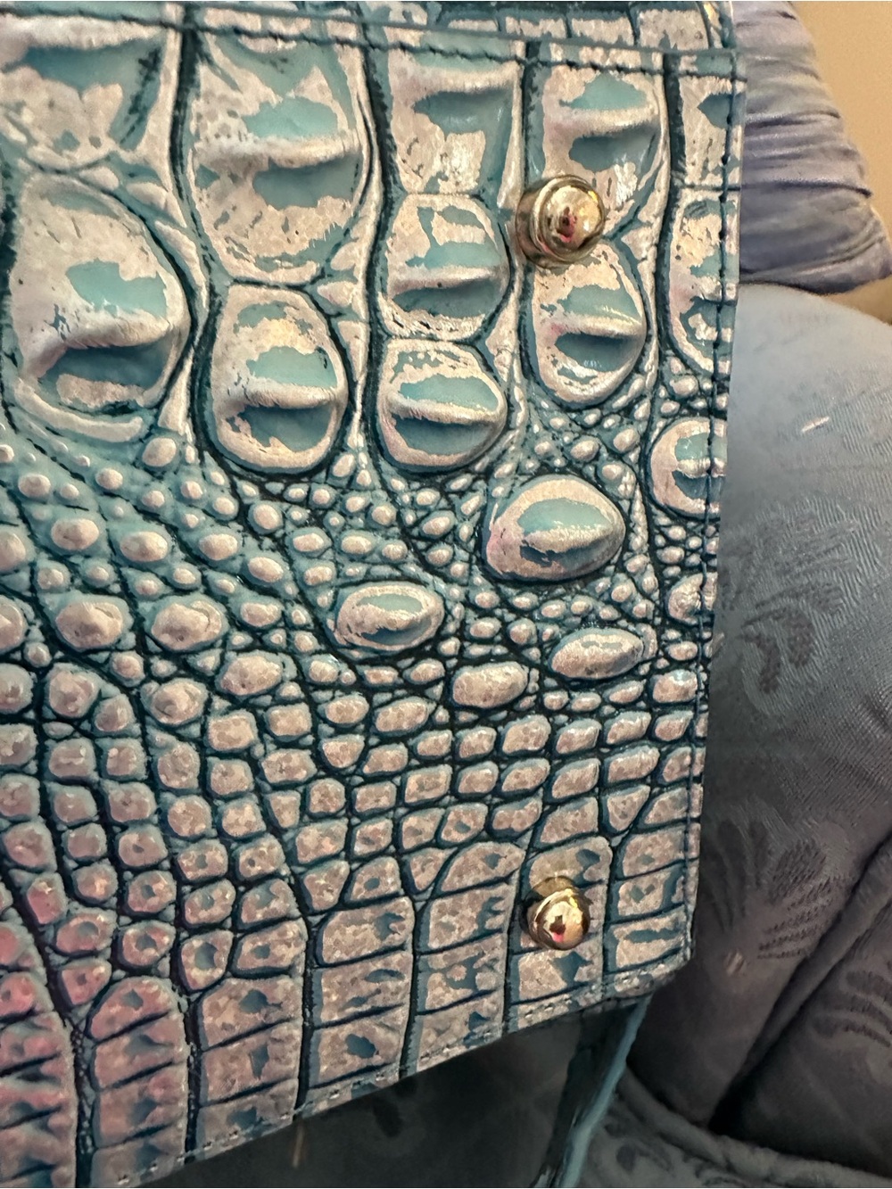 Great Price !!  Brahmin Arctic Blue Large Caroline Satchel. Including charm - Picture 7 of 10